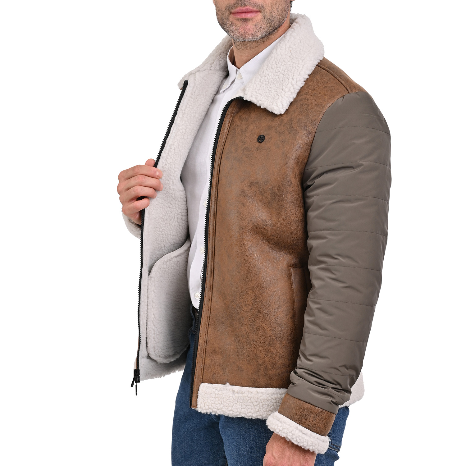 Foto 4 | Chamarra Para Hombre, Marca Perry Ellis Con Forro Interno De Borrego Sintético.