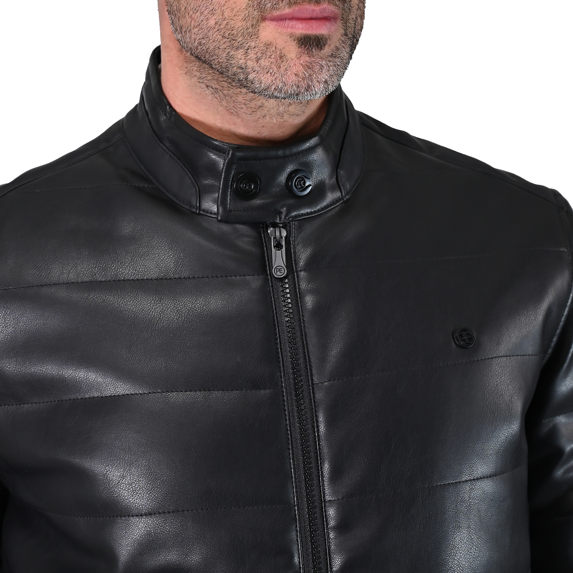 Foto 5 pulgar | Chamarra De Hombre Perry Ellis En Cuero Sintético Negro.