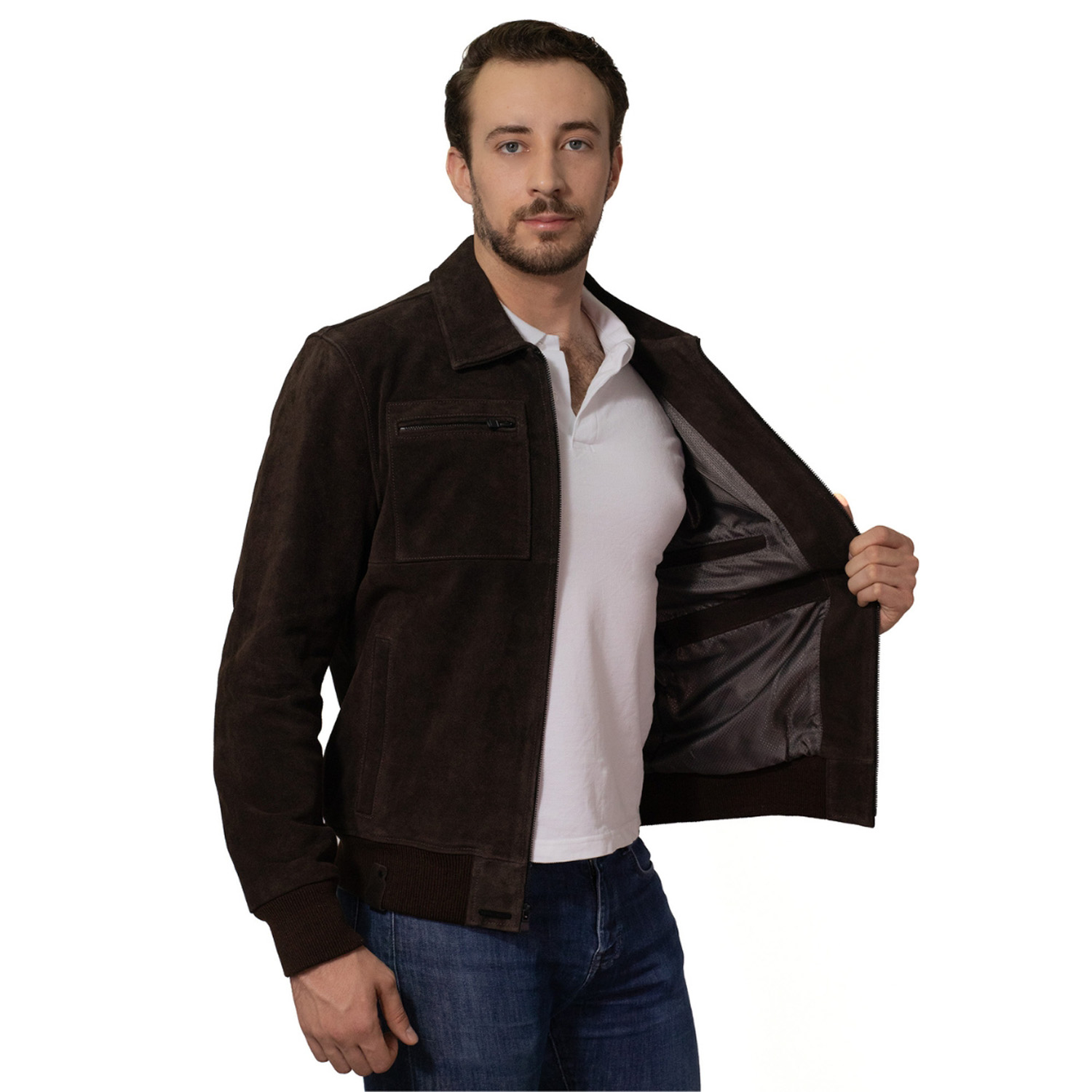 Foto 2 | Chamarra De Piel Para Caballero Marca Perry Ellis En Color Café Oscuro.
