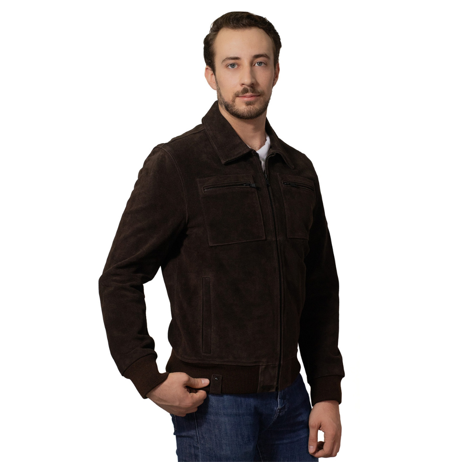 Foto 5 | Chamarra De Piel Para Caballero Marca Perry Ellis En Color Café Oscuro.