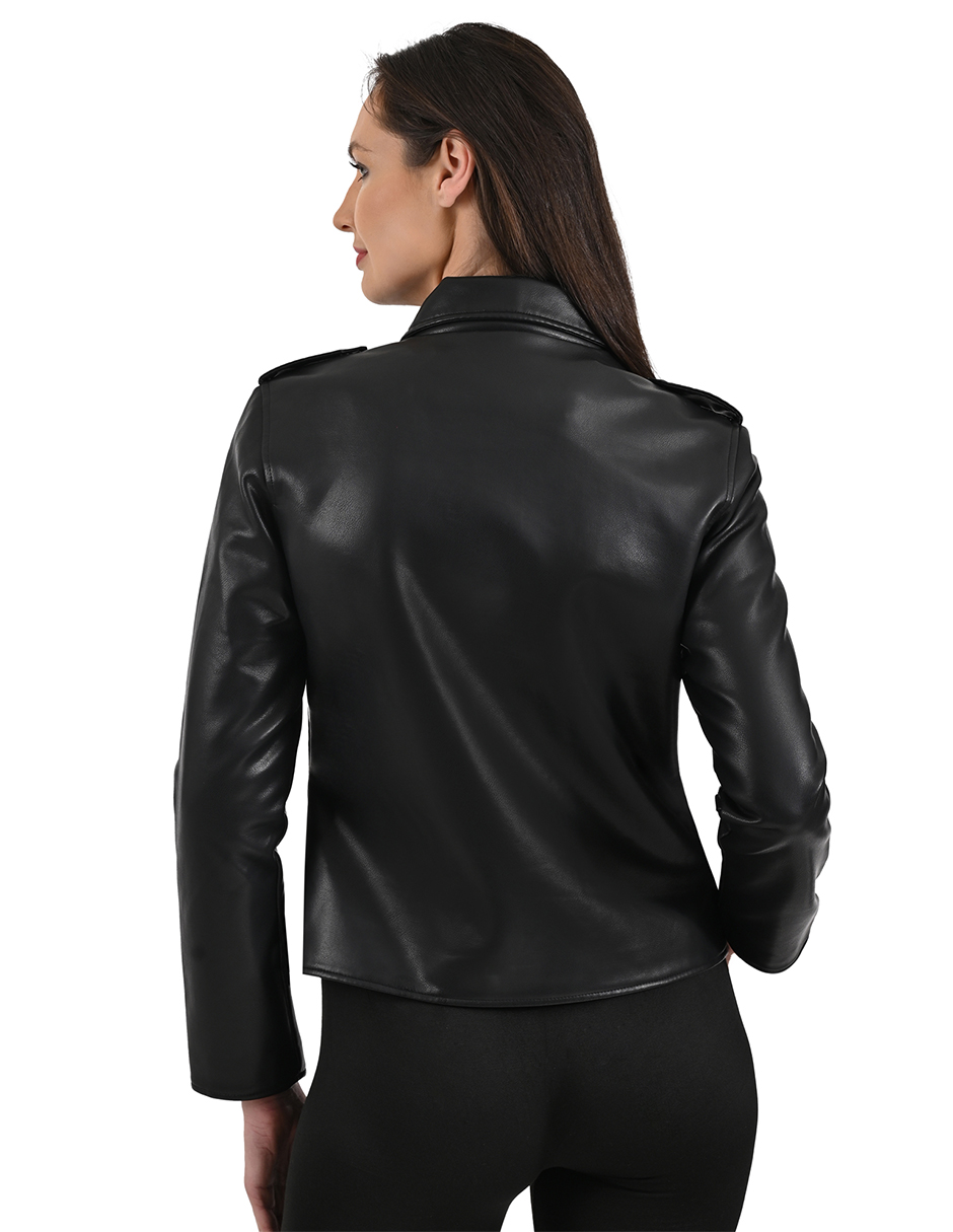 Foto 4 pulgar | Chamarra Biker Nine West Para Dama En Piel Sintética Color Negra.