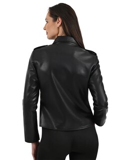Foto 3 | Chamarra Biker Nine West Para Dama En Piel Sintética Color Negra.