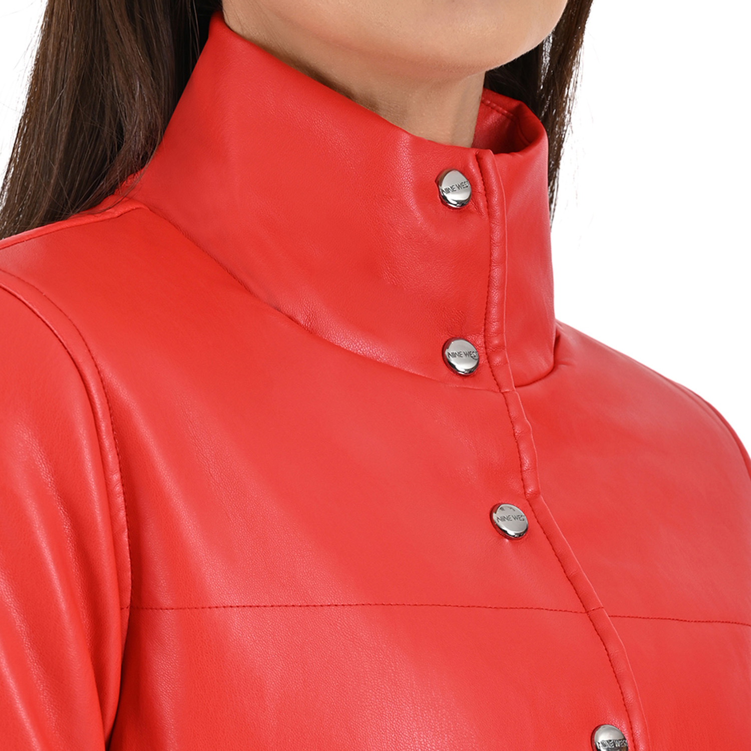 Foto 4 | Chamarra Nine West Para Dama En Color Rojo Intenso.