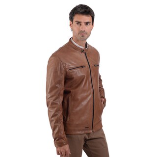 Foto 3 | Chamarra De Piel En Color Café Para Caballero, Marca Perry Ellis.