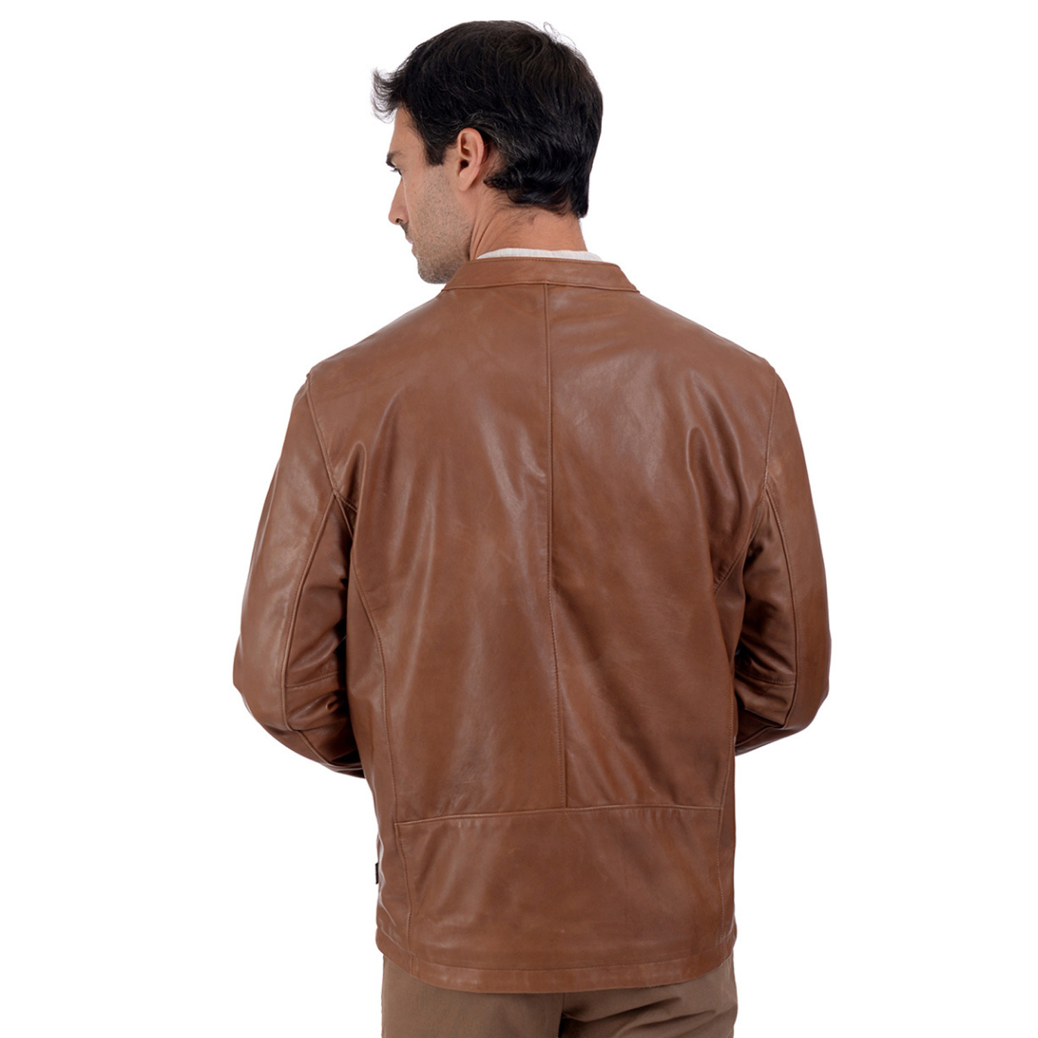Foto 5 | Chamarra De Piel En Color Café Para Caballero, Marca Perry Ellis.