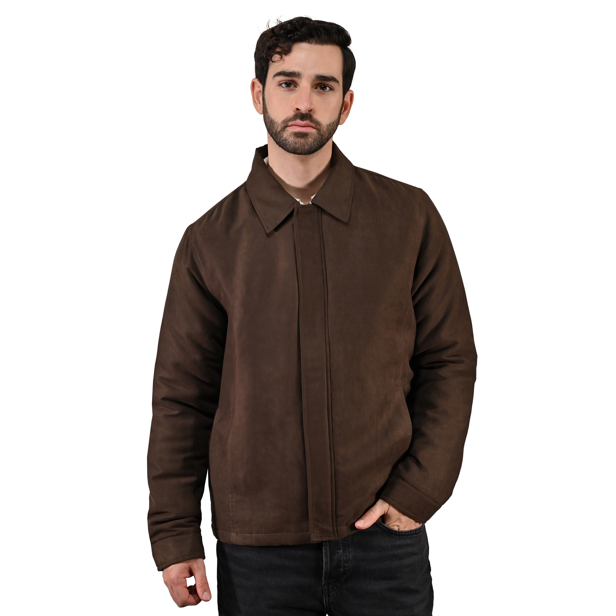 Chamarra Clásica Para Hombre, Marca Lee En Color Café Oscuro.