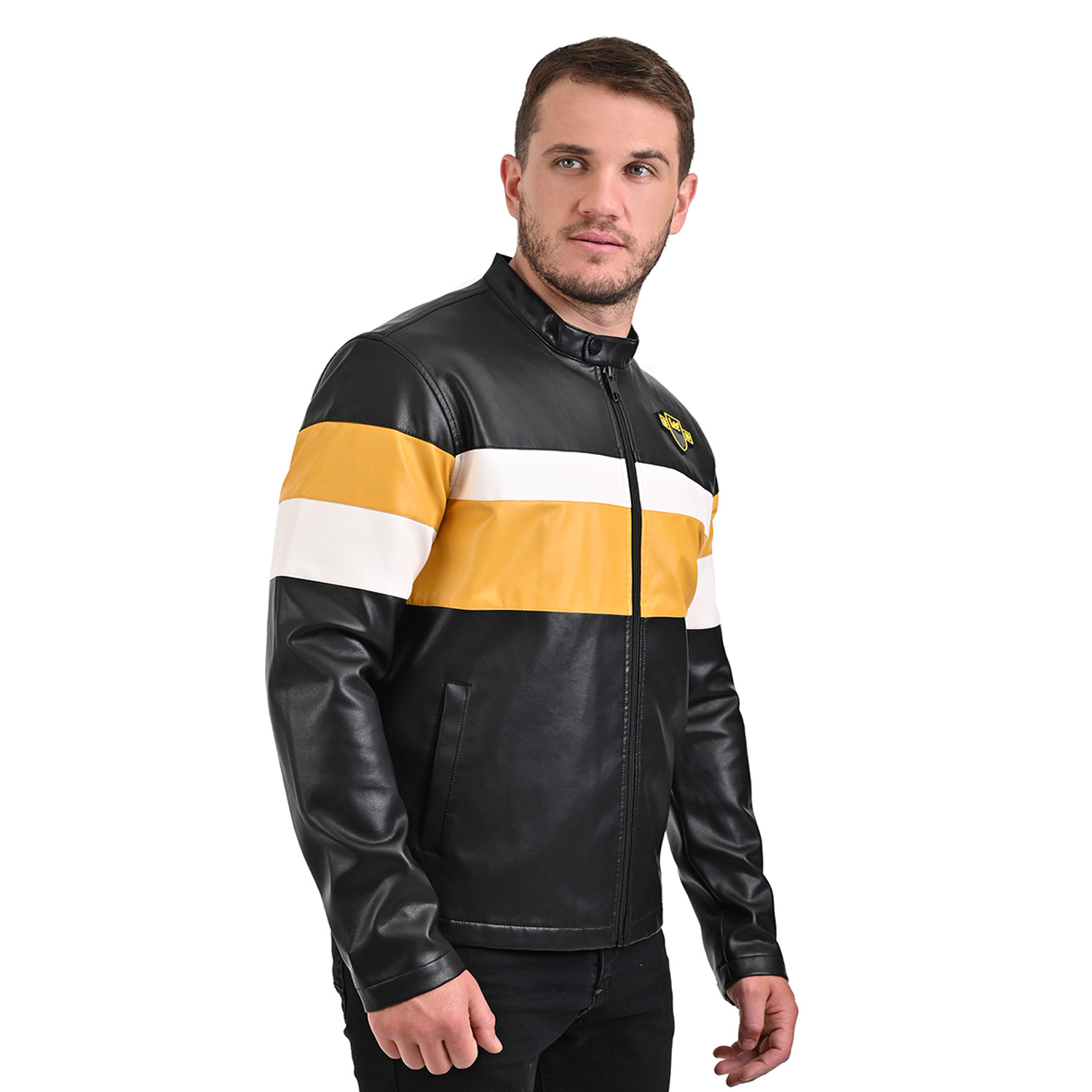 Foto 4 pulgar | Chamarra Lee Para Caballero En Negro Con Detalles En Amarillo Y Blanco.