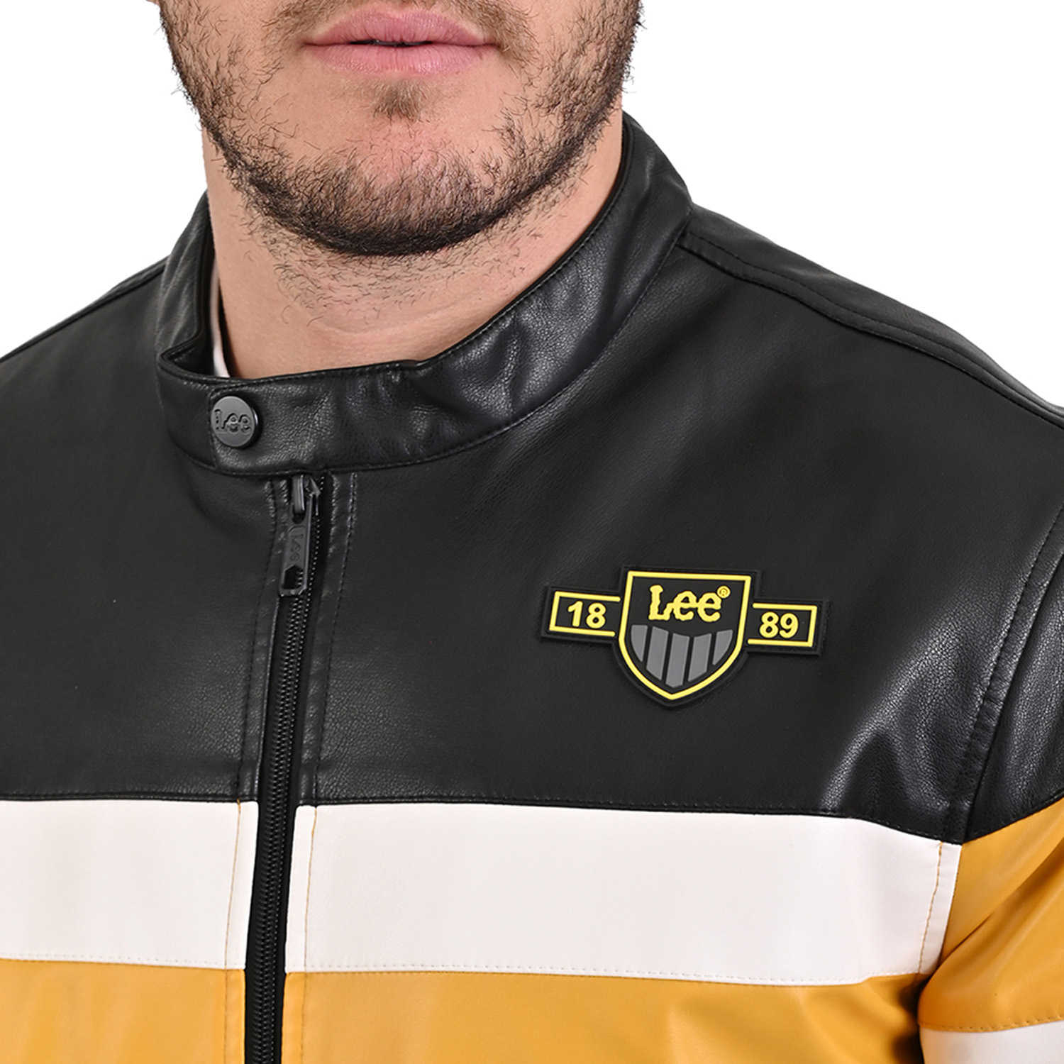 Foto 5 pulgar | Chamarra Lee Para Caballero En Negro Con Detalles En Amarillo Y Blanco.