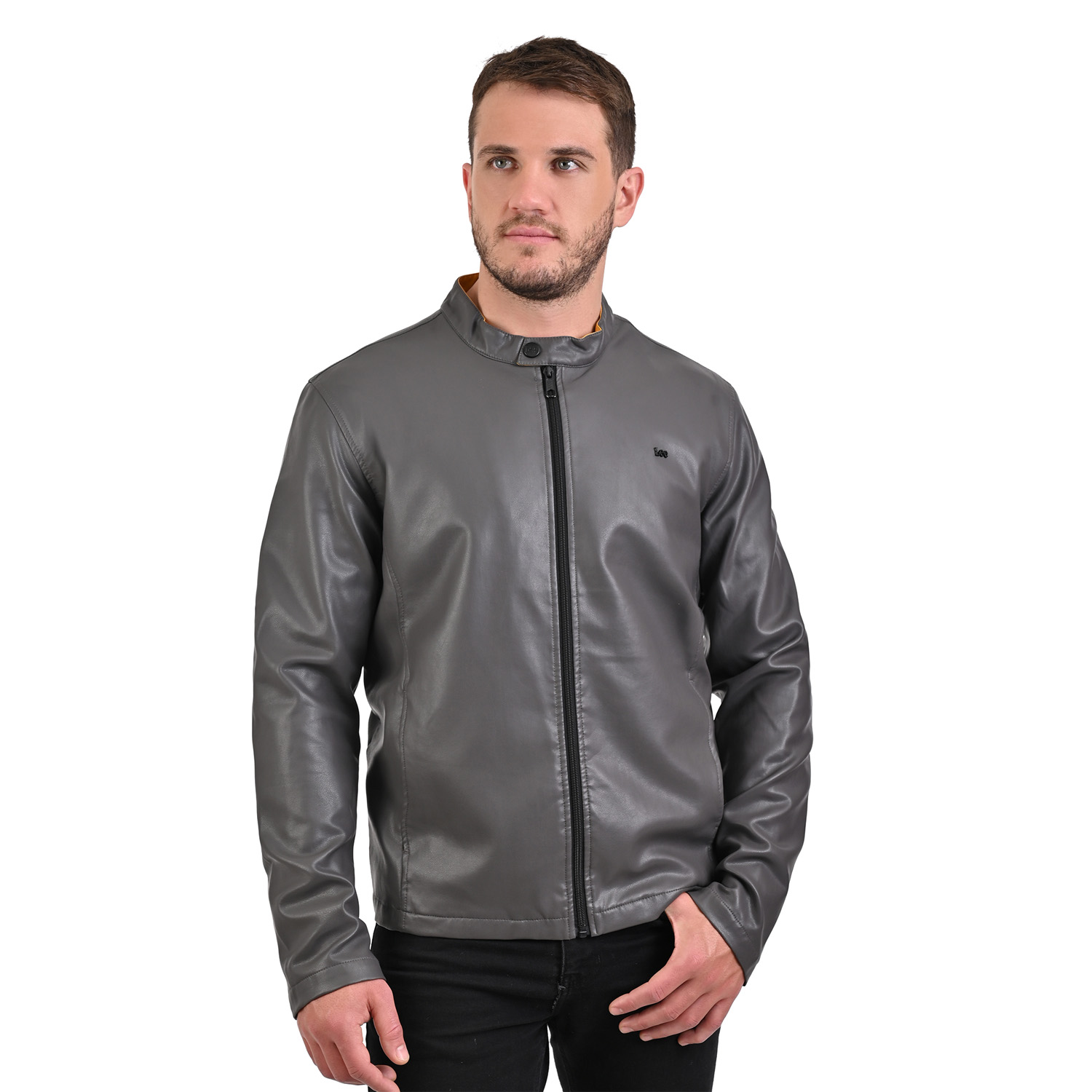 Foto 2 pulgar | Chamarra Lee Para Hombre En Faux Leather Color Gris.