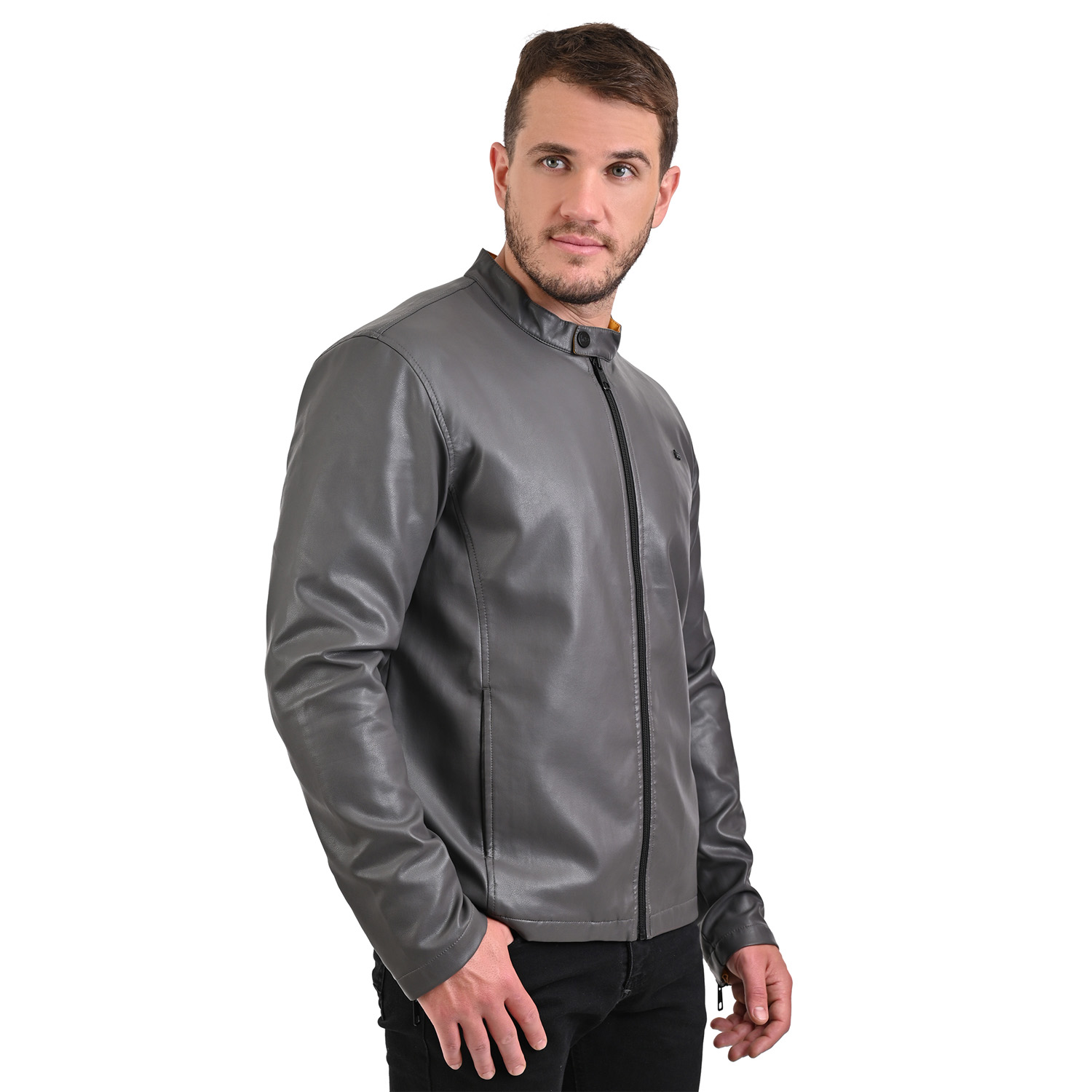 Foto 6 pulgar | Chamarra Lee Para Hombre En Faux Leather Color Gris.
