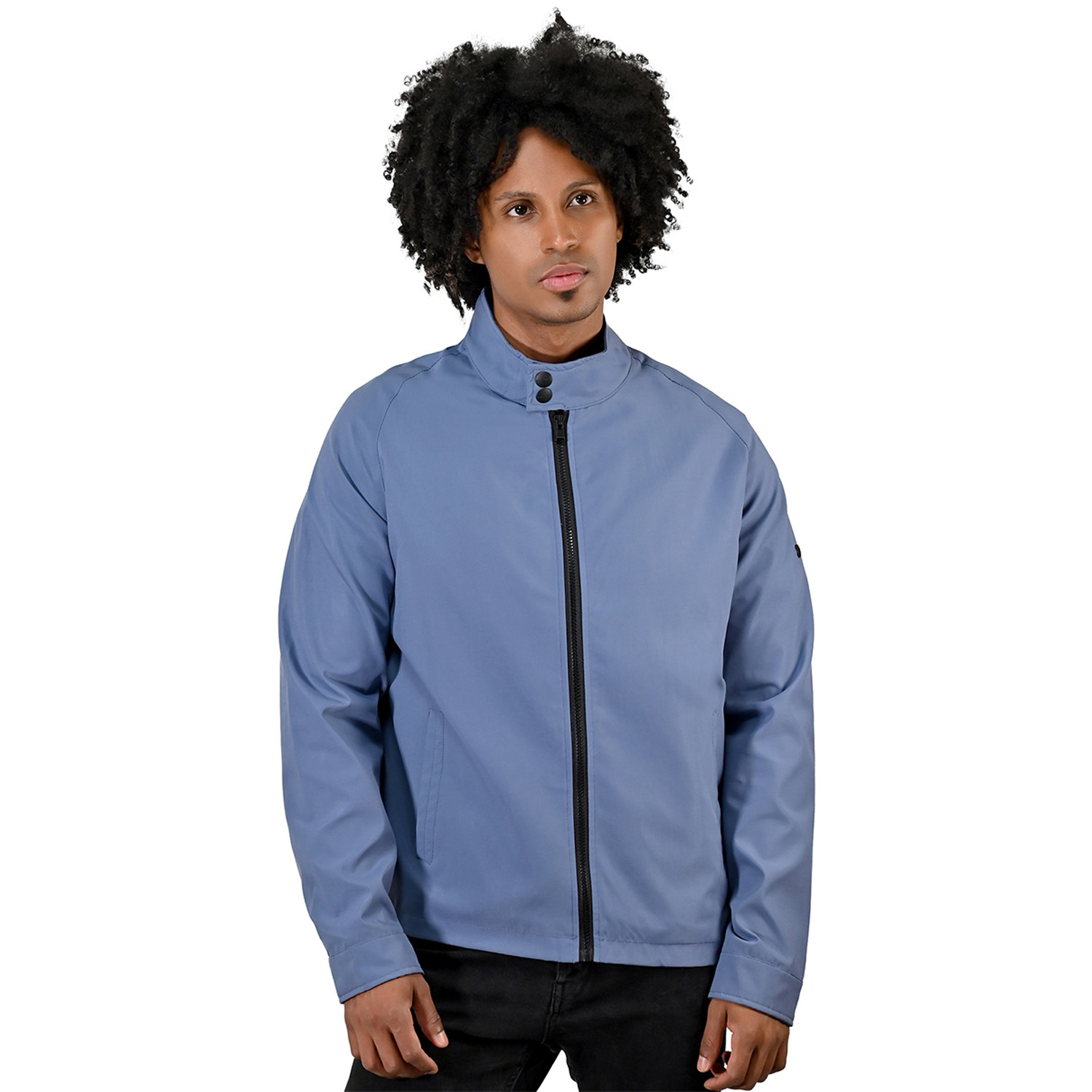 Foto 1 | Chamarra Perry Ellis Casual Con Cuello Mao En Azul Claro Para Caballero.