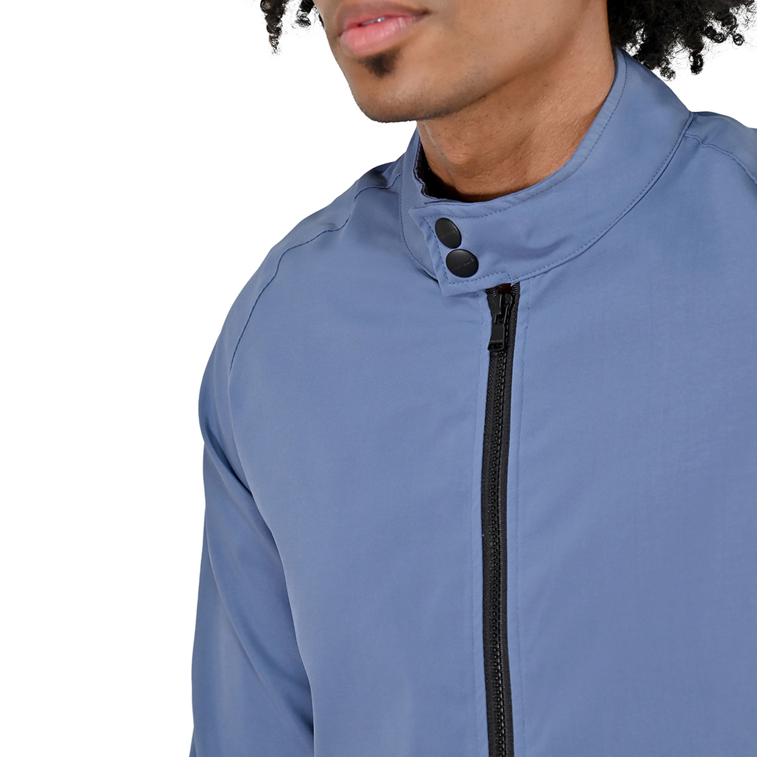 Foto 4 pulgar | Chamarra Perry Ellis Casual Con Cuello Mao En Azul Claro Para Caballero.
