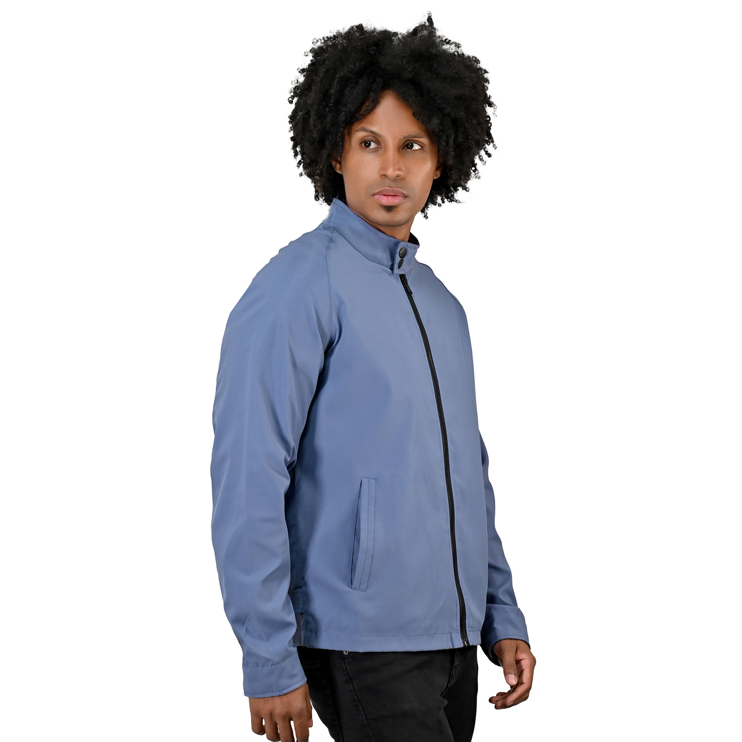 Foto 7 pulgar | Chamarra Perry Ellis Casual Con Cuello Mao En Azul Claro Para Caballero.