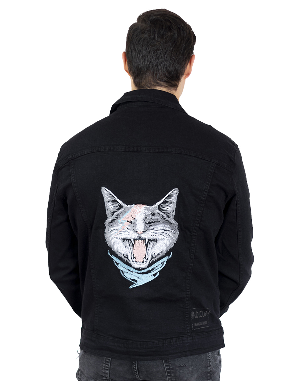 Foto 2 | Chamarra Negra Indicum Rockcat Hombre