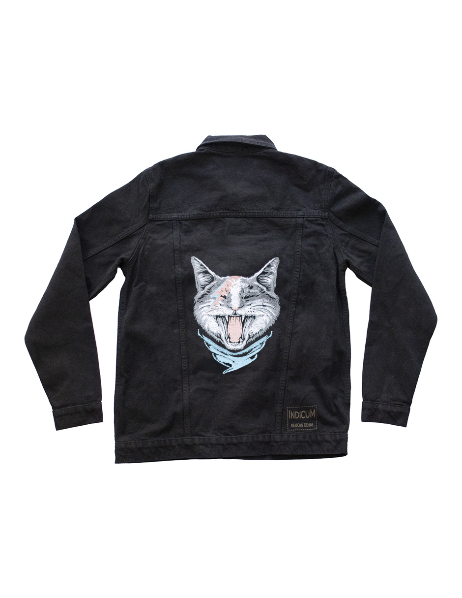 Foto 5 pulgar | Chamarra Negra Indicum Rockcat Hombre