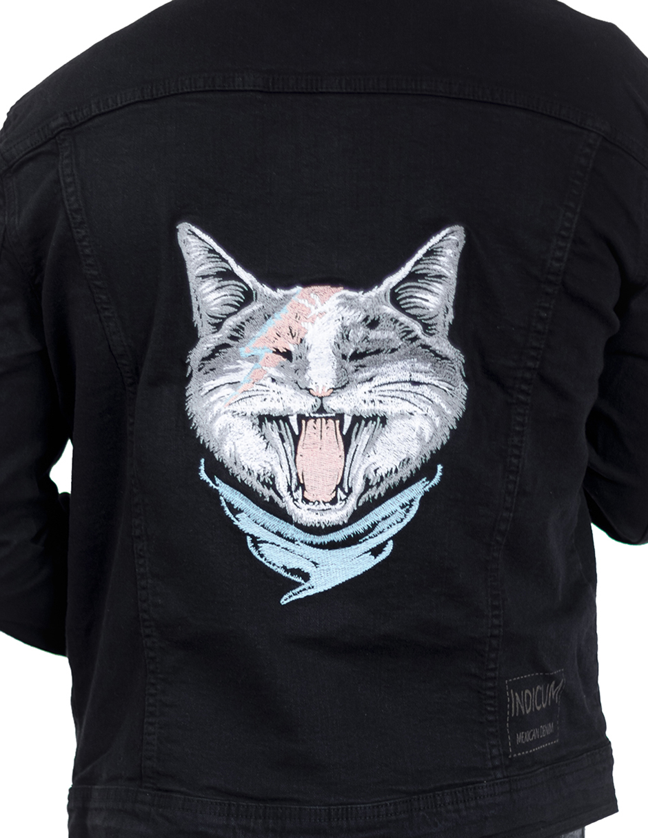 Foto 7 pulgar | Chamarra Negra Indicum Rockcat Hombre