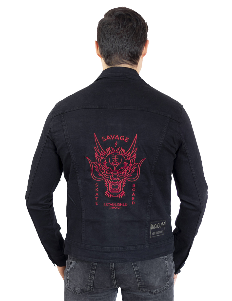 Foto 2 | Chamarra Negra Indicum Savage Hombre