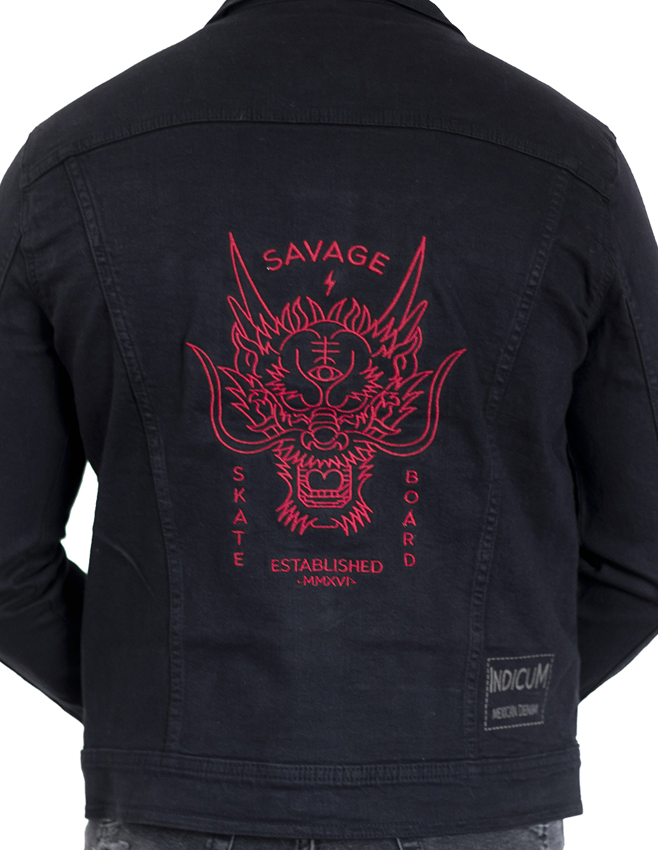 Foto 7 pulgar | Chamarra Negra Indicum Savage Hombre