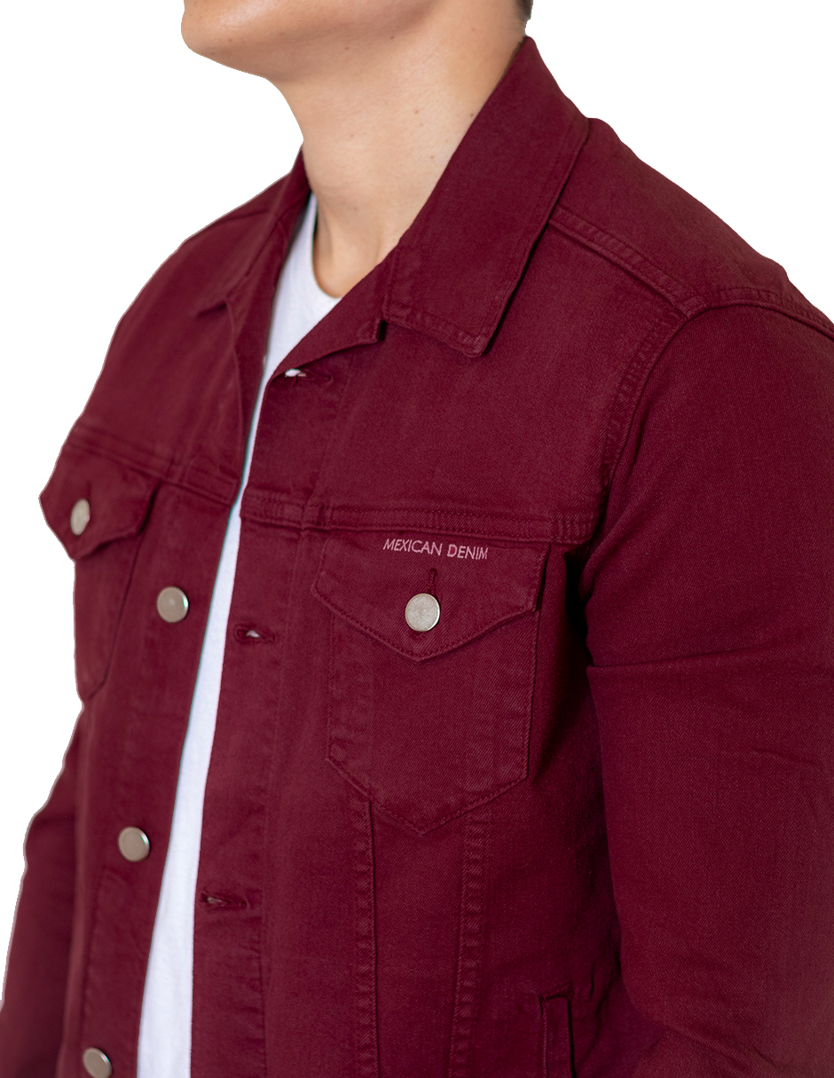 Foto 3 | Chamarra De Mezclilla Indicum Denim Vino Hombre