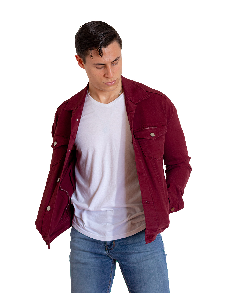 Foto 7 | Chamarra De Mezclilla Indicum Denim Vino Hombre