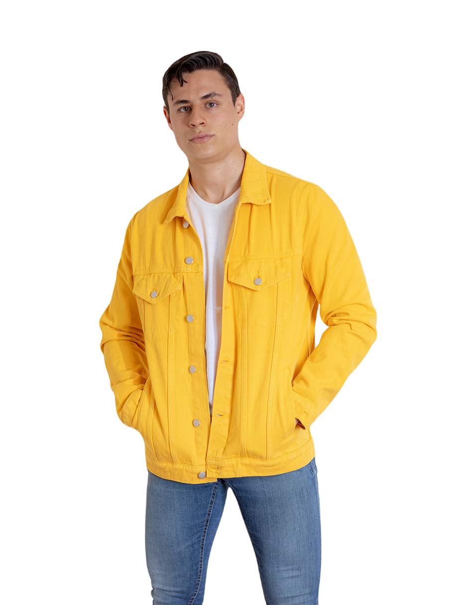 Foto 1 | Chamarra De Mezclilla Indicum Denim Amarillo Hombre