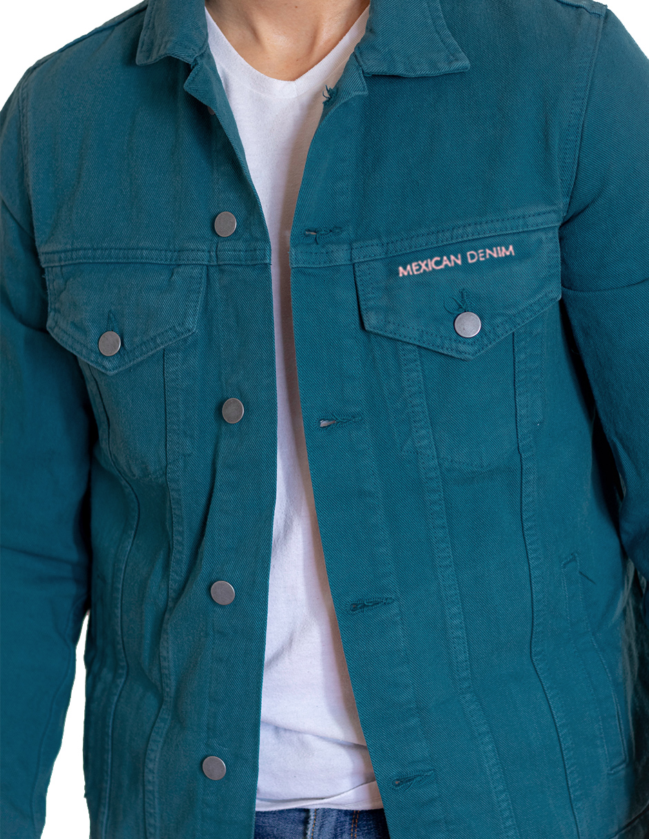 Foto 4 pulgar | Chamarra De Mezclilla Indicum Denim Aqua Hombre