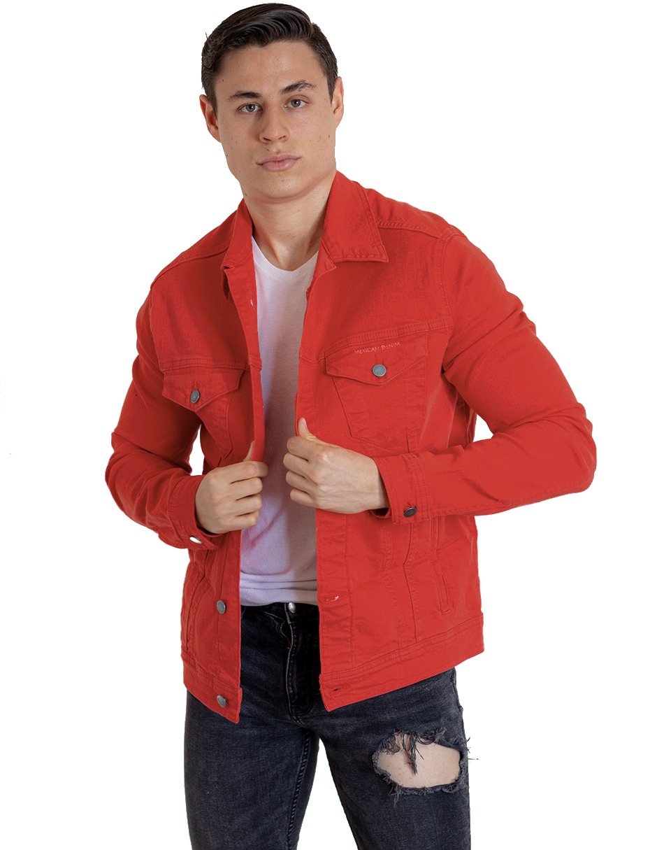 Chamarra De Mezclilla Indicum Denim Rojo Hombre $899