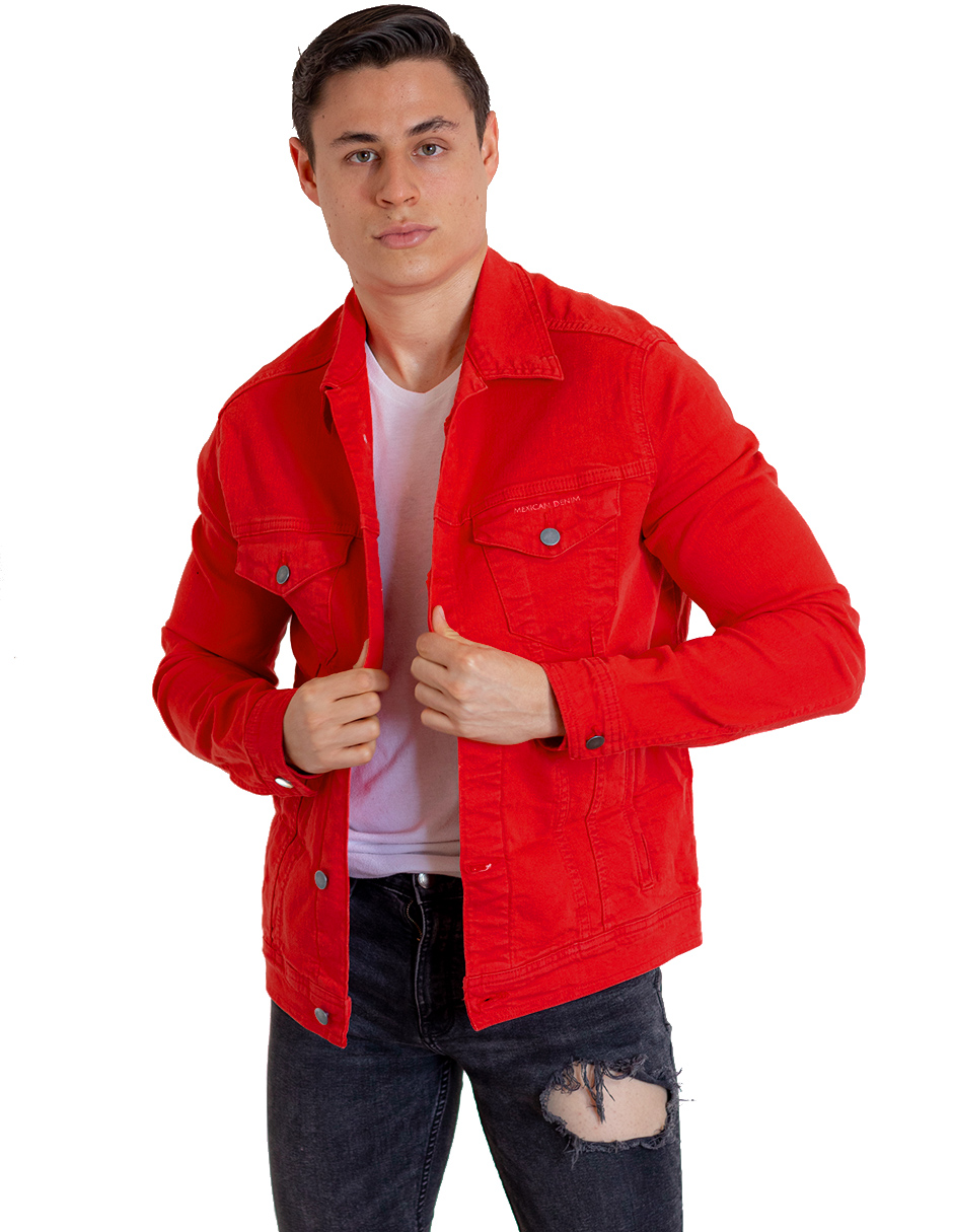 Chamarra De Mezclilla Indicum Denim Rojo Hombre