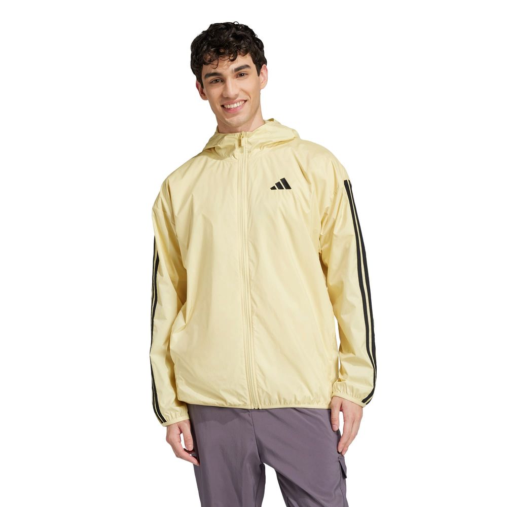 Foto 3 pulgar | Rompevientos Essentials 3 Franjas Adidas Amarillo Hombre