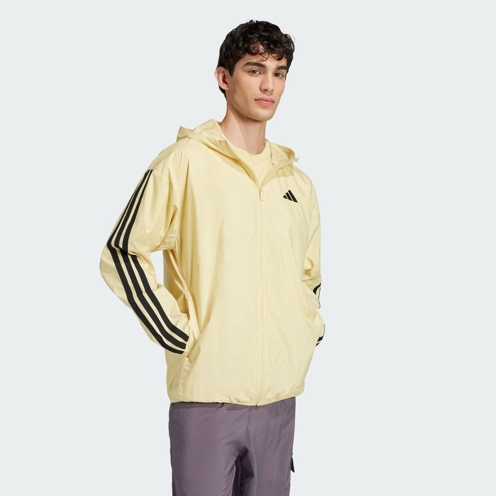 Foto 6 pulgar | Rompevientos Essentials 3 Franjas Adidas Amarillo Hombre