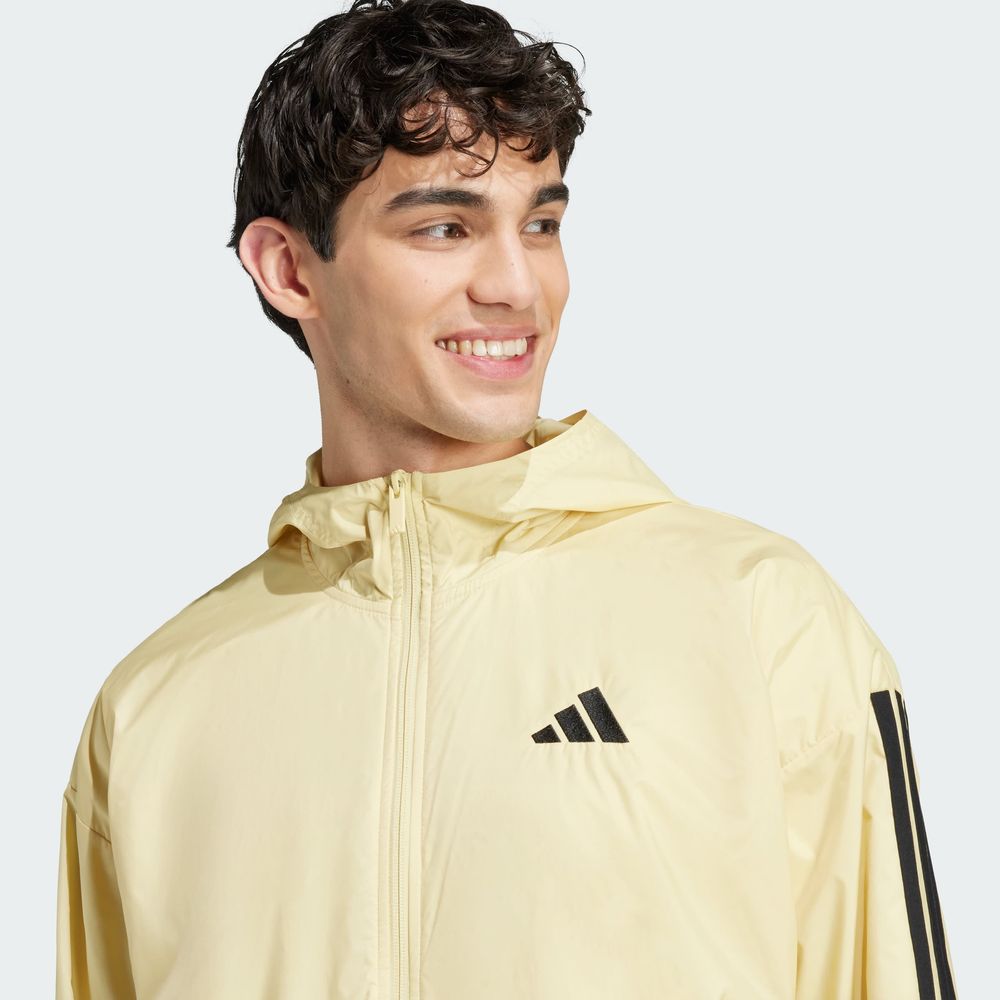 Foto 8 pulgar | Rompevientos Essentials 3 Franjas Adidas Amarillo Hombre