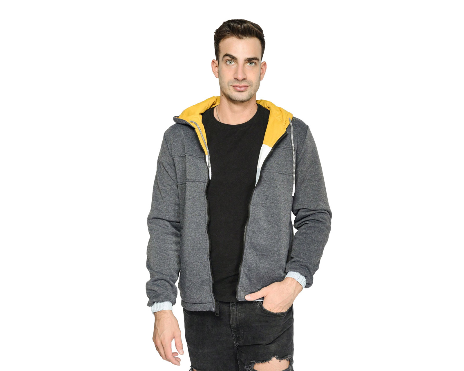 Foto 4 | Chamarra Para Hombre Ocean Point Gris  Doble Vista  Con Gorro
