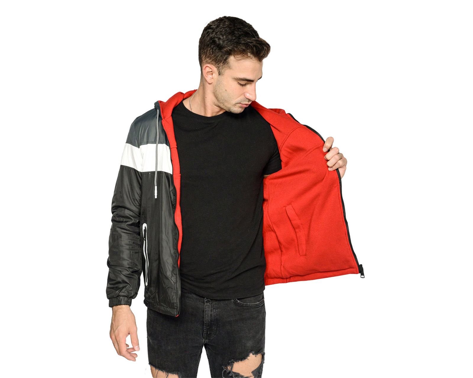 Foto 2 | Chamarra Para Hombre Ocean Point Rojo Doble Vista Con Gorro