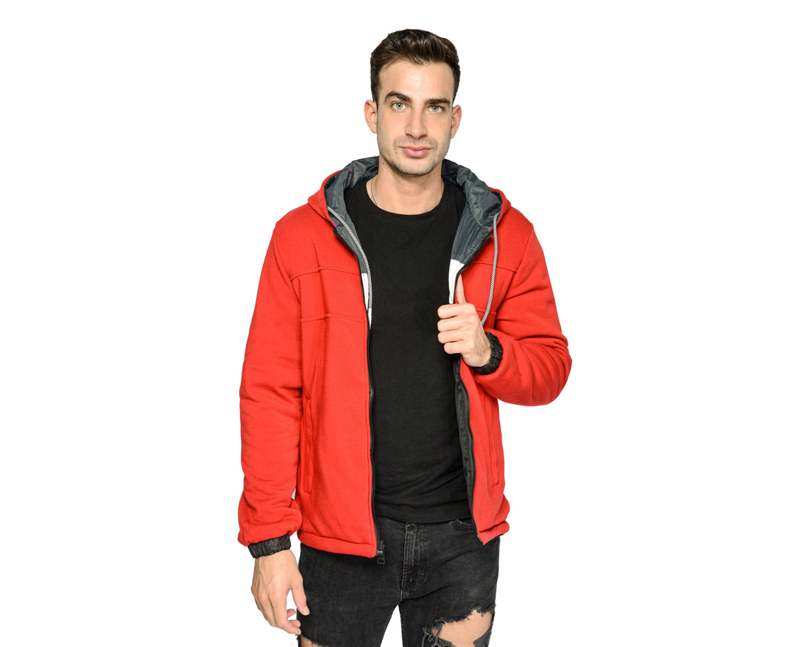 Foto 5 pulgar | Chamarra Para Hombre Ocean Point Rojo Doble Vista Con Gorro
