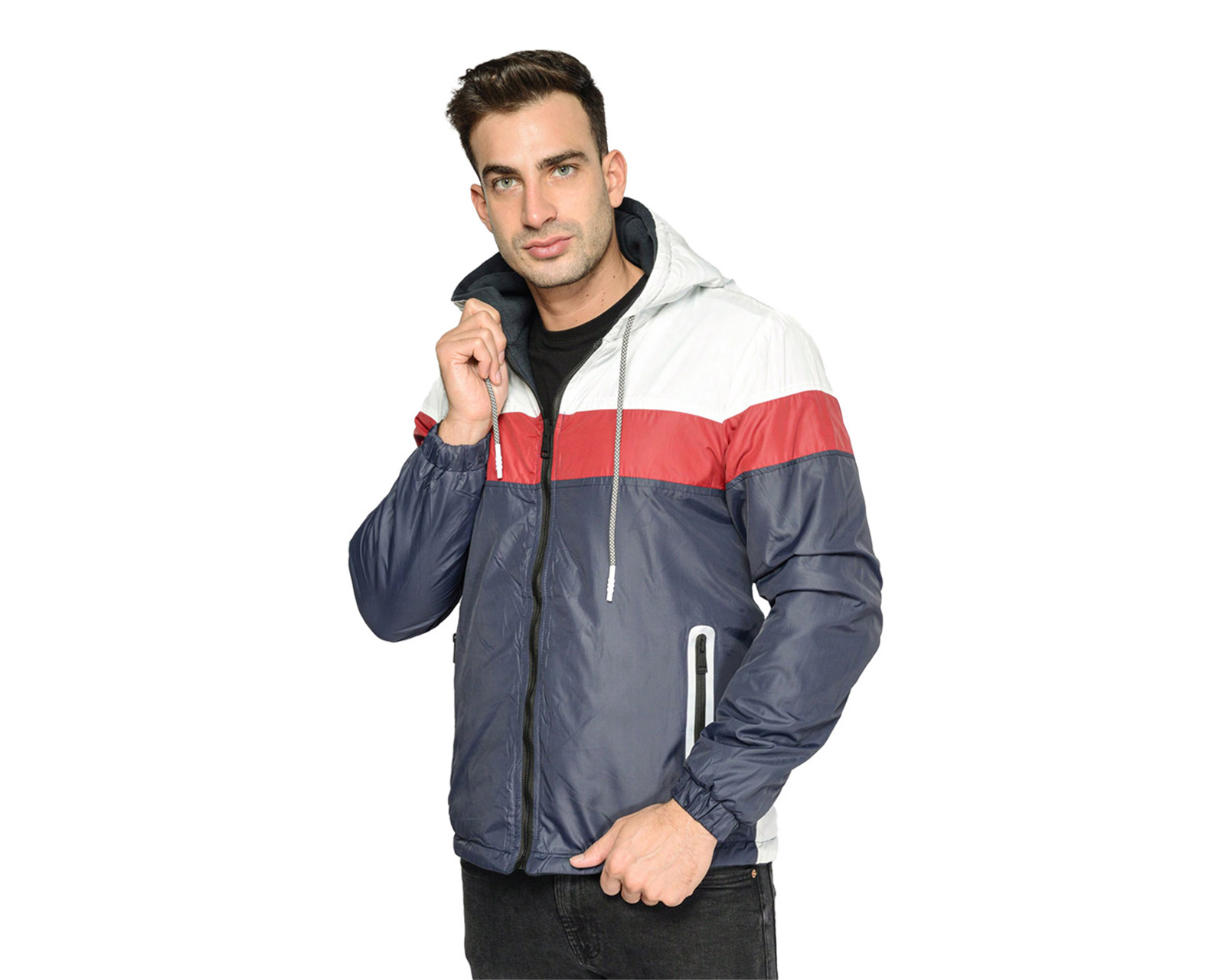 Foto 1 | Chamarra Para Hombre  Ocean Point Azul Doble Vista Con Gorro