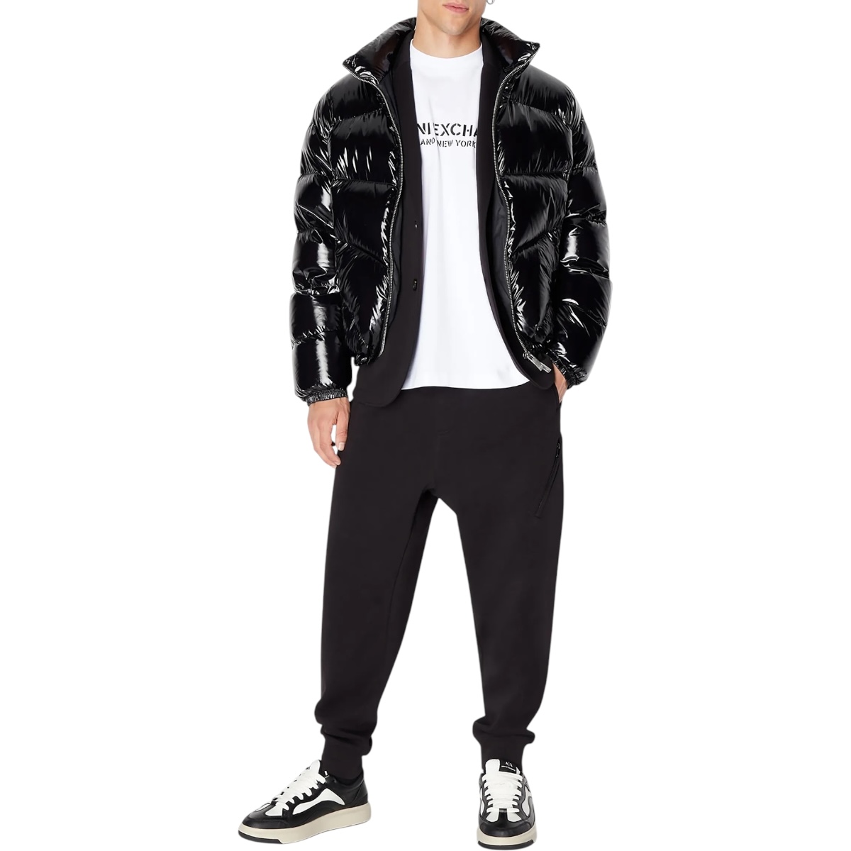 Foto 3 pulgar | Chamarra Armani Exchange Negro Casual Erkek Mont