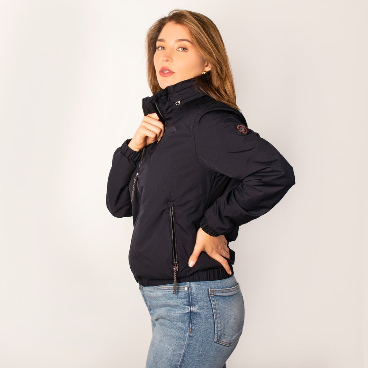 Foto 4 pulgar | Chamarra Para Mujer Bomber Casual Con Gorro Oculto Greenlander