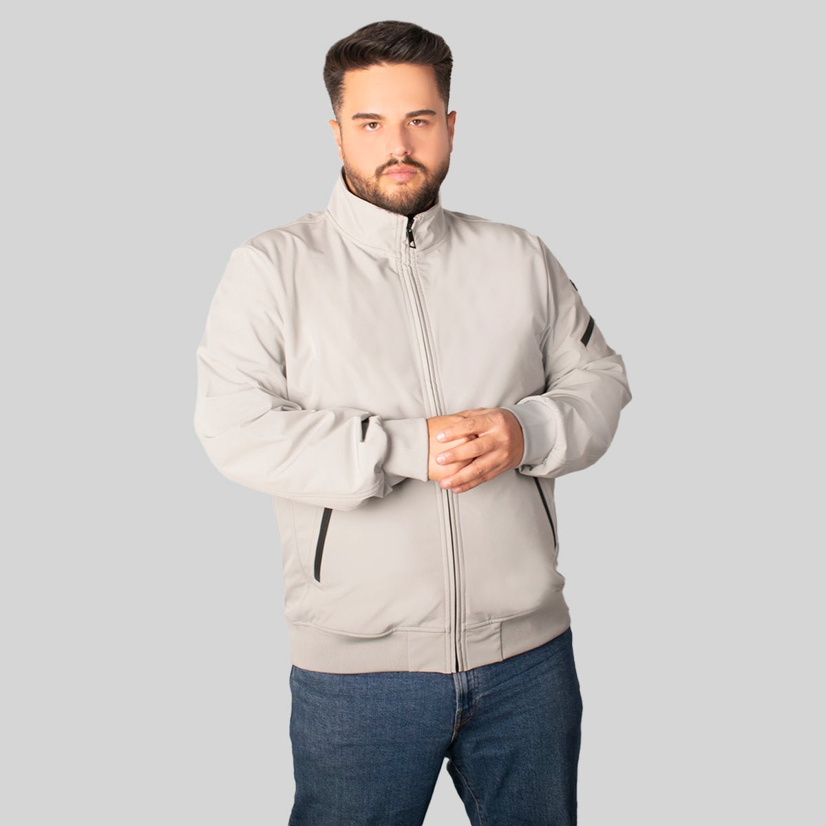 Chamarra Greenlander Tipo Bomber    Casual, Ligera Y Con Bolsillos, Estilo Urbano Con Cierre Frontal Tallas Extra P