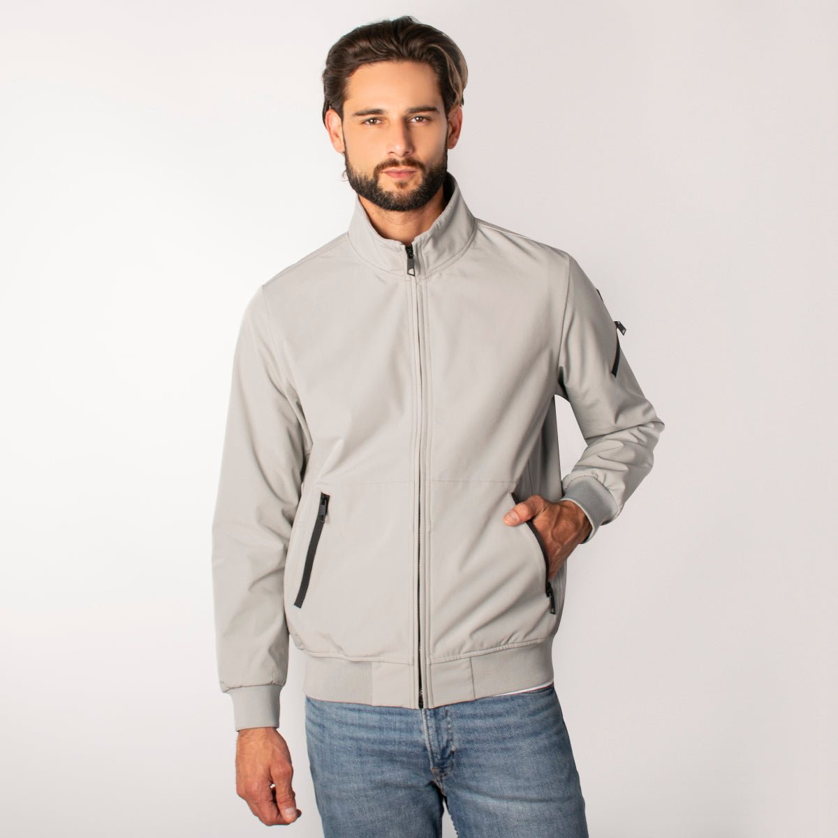 Chamarra Greenlander Tipo Bomber    Casual, Ligera Y Con Bolsillos, Estilo Urbano Con Cierre Frontal Para Hombre