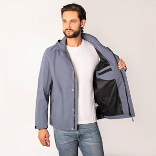 Foto 2 | Chamarra Greenlander Impermeable Azul Claro Casual Con Capucha Y Bolsillos Internos Cierre Frontal Ajuste Moder