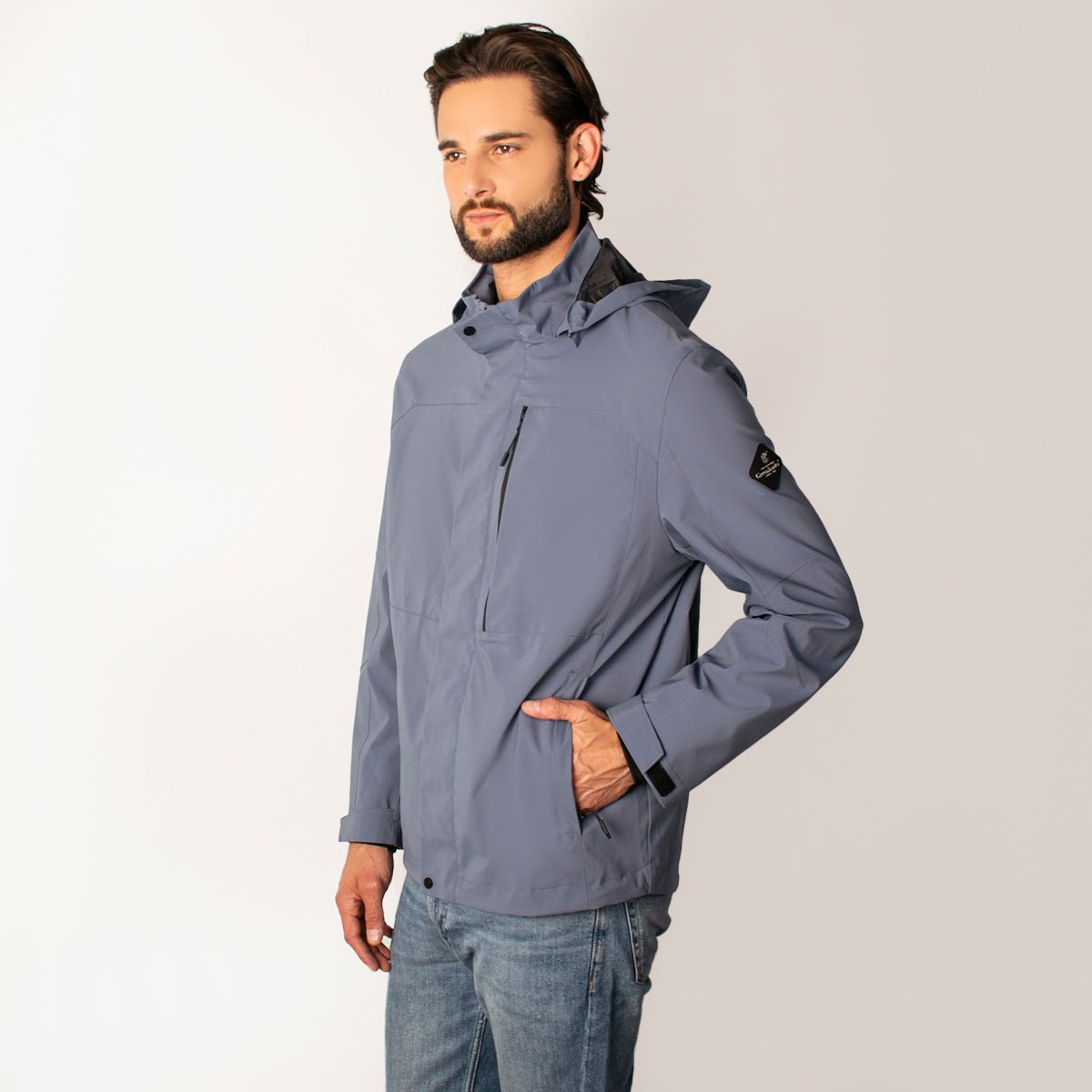 Foto 4 pulgar | Chamarra Greenlander Impermeable Azul Claro  Casual Con Capucha Y Bolsillos Internos  Cierre Frontal Ajuste Moder