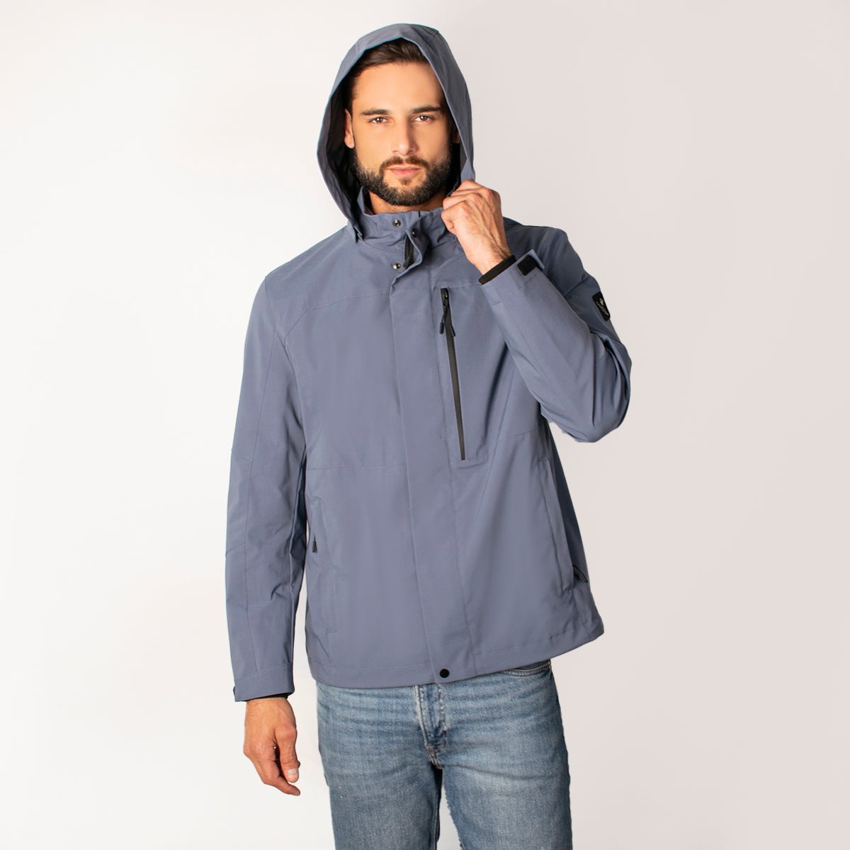 Foto 5 | Chamarra Greenlander Impermeable Azul Claro  Casual Con Capucha Y Bolsillos Internos  Cierre Frontal Ajuste Moder