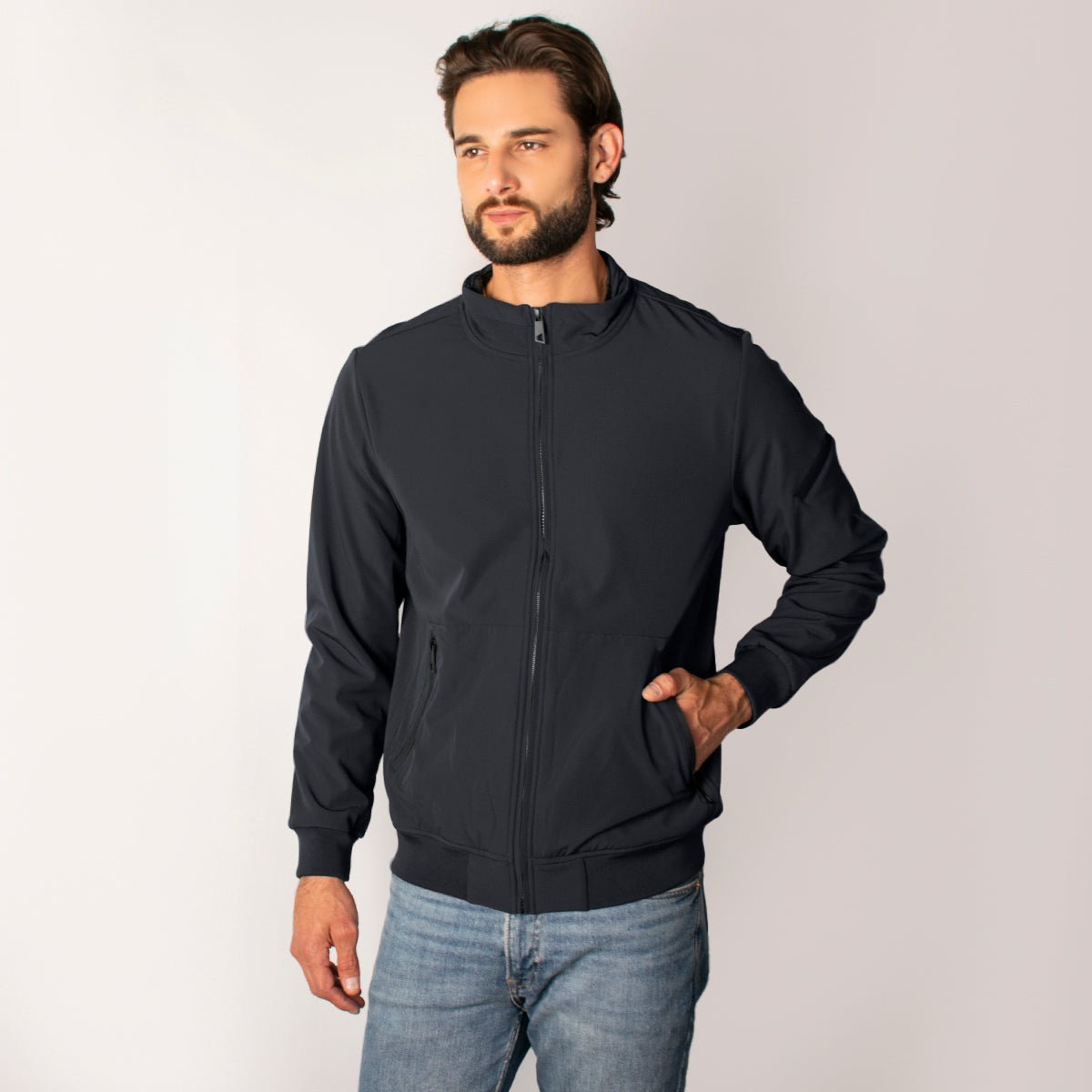 Chamarra Greenlander Tipo Bomber    Casual, Ligera Y Con Bolsillos, Estilo Urbano Con Cierre Frontal Para Hombre