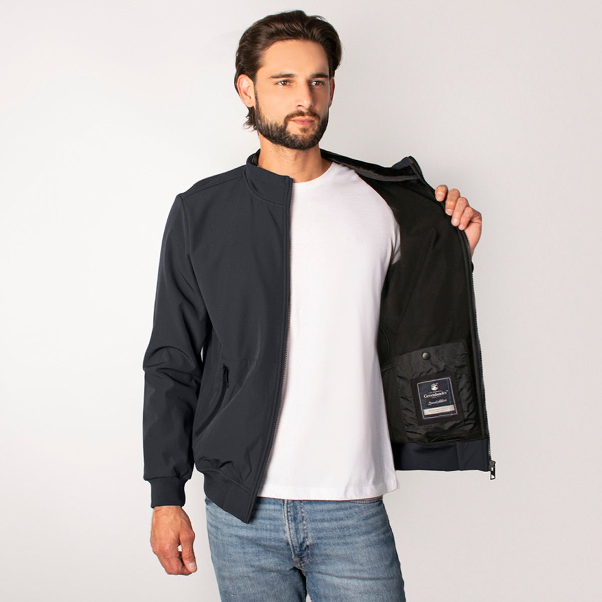 Foto 3 pulgar | Chamarra Greenlander Tipo Bomber    Casual, Ligera Y Con Bolsillos, Estilo Urbano Con Cierre Frontal Para Hombre