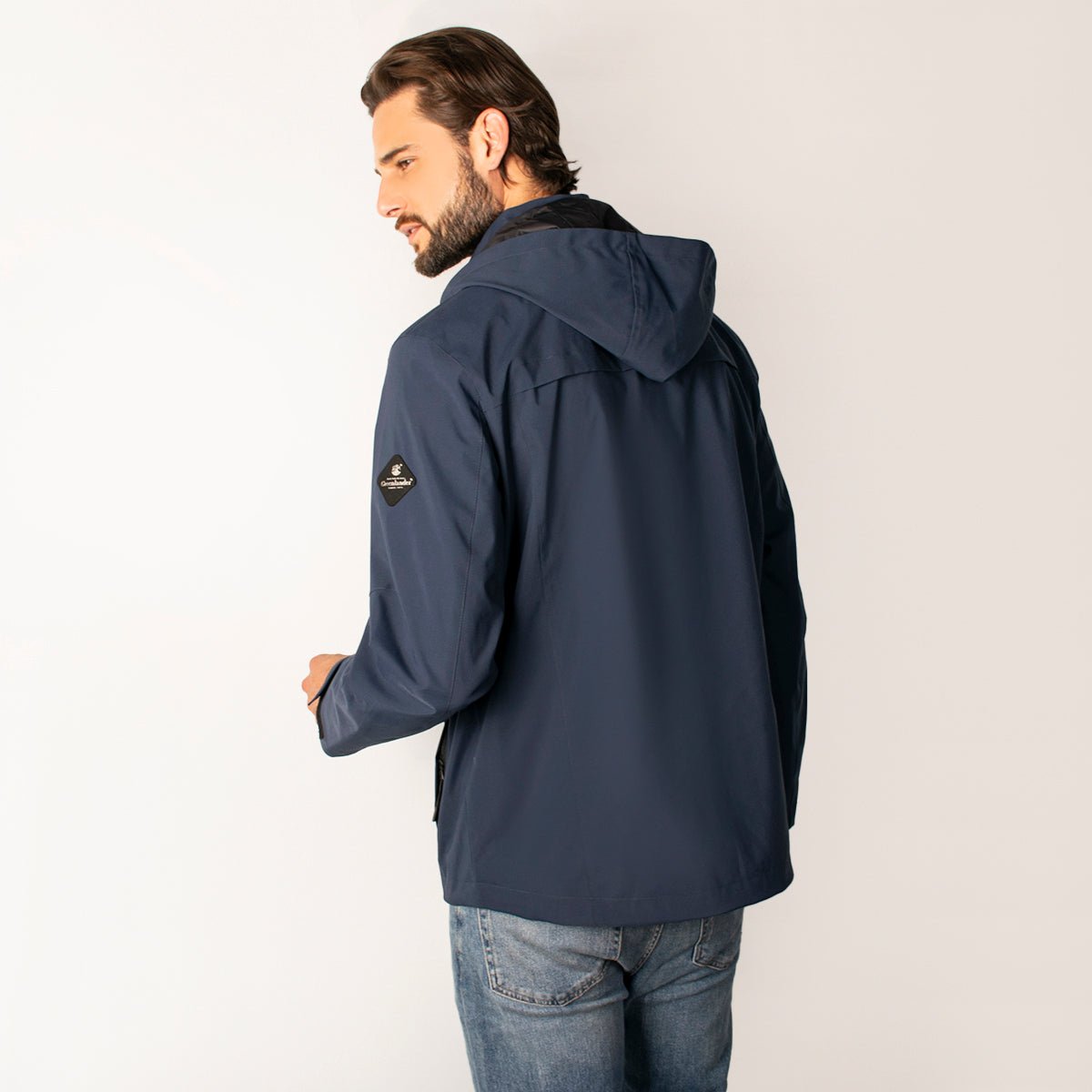 Foto 3 pulgar | Chamarra Greenlander Impermeable Azul Marino Casual Con Capucha Y Bolsillos Internos  Cierre Frontal  Ajuste Mod