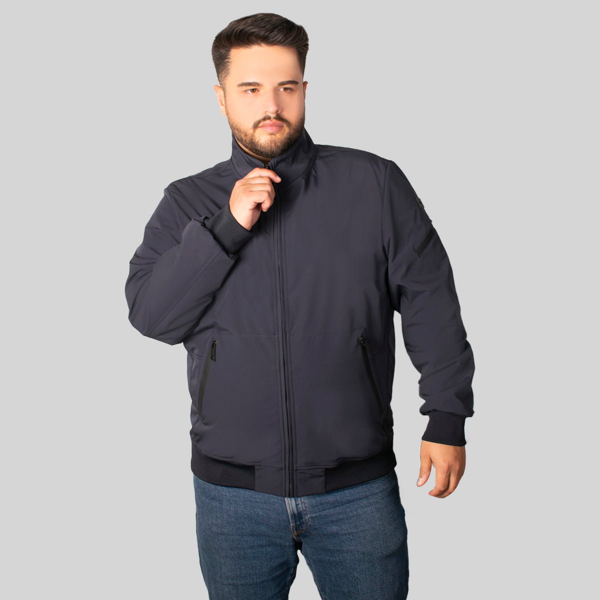 Chamarra Greenlander Tipo Bomber    Casual, Ligera Y Con Bolsillos, Estilo Urbano Con Cierre Frontal Tallas Extra P