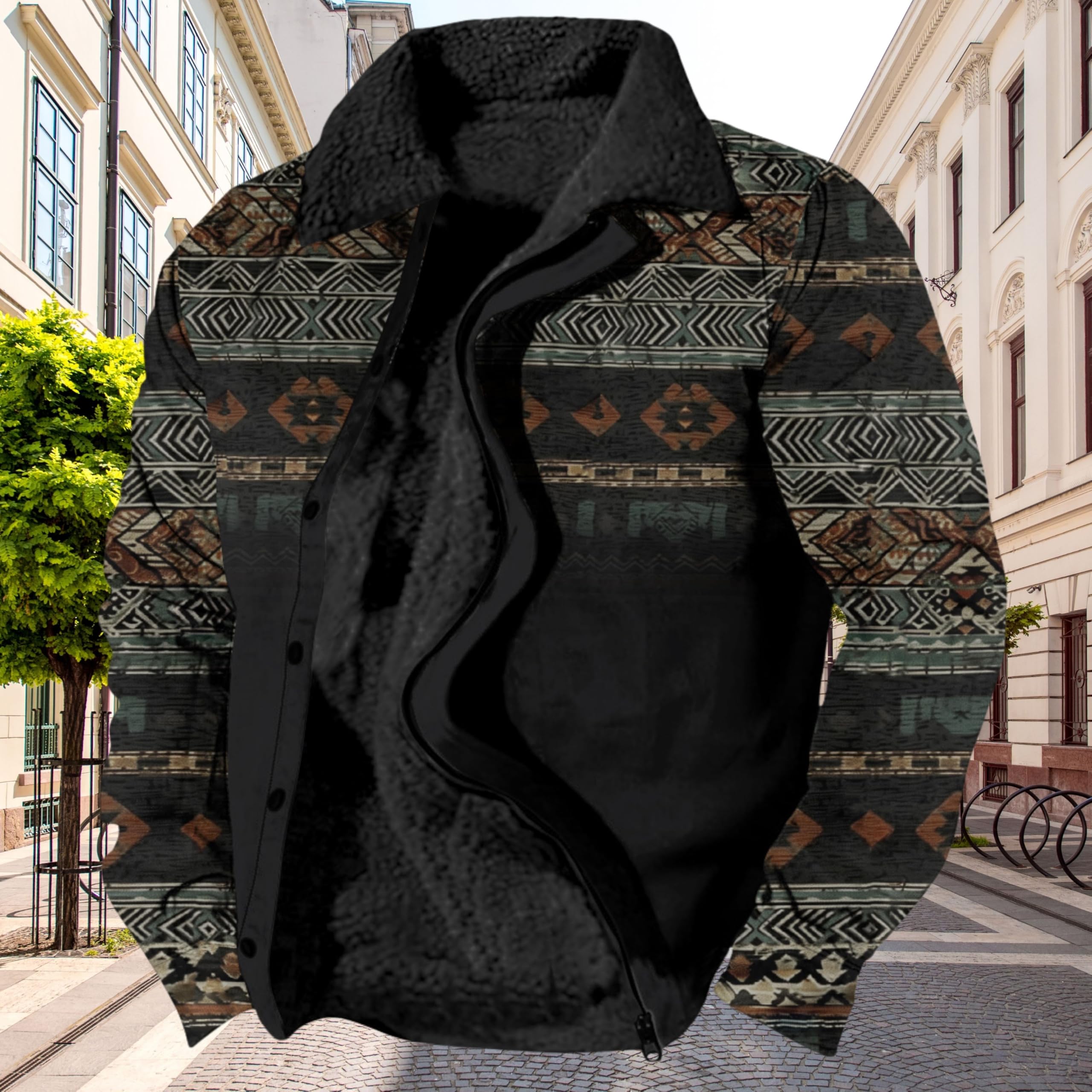 Foto 3 pulgar | Chaqueta Zocavia Western Aztec Fleece Para Hombre, Color Negro, Talla 2xl - Venta Internacional.