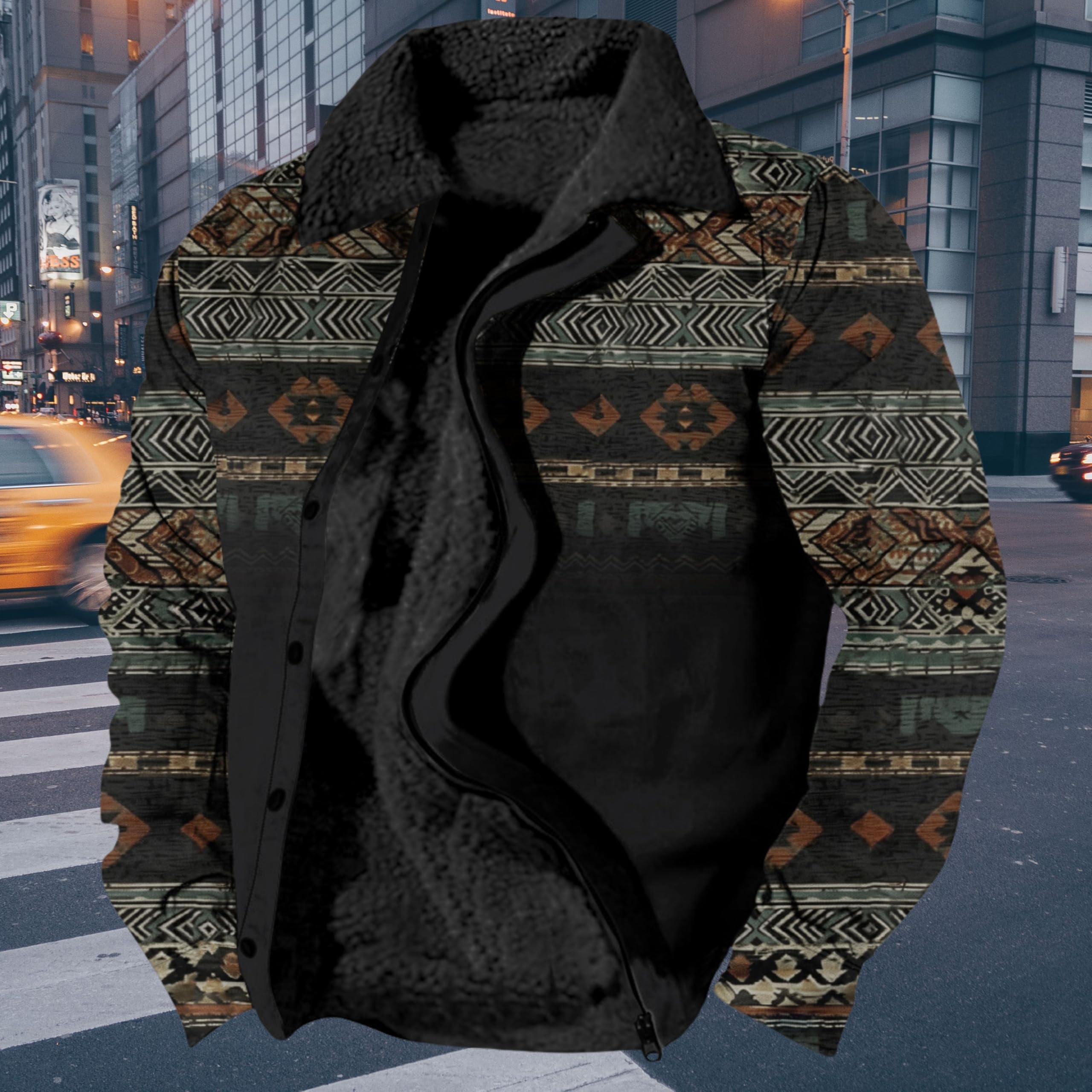 Foto 4 pulgar | Chaqueta Zocavia Western Aztec Fleece Para Hombre, Color Negro, Talla 2xl - Venta Internacional.
