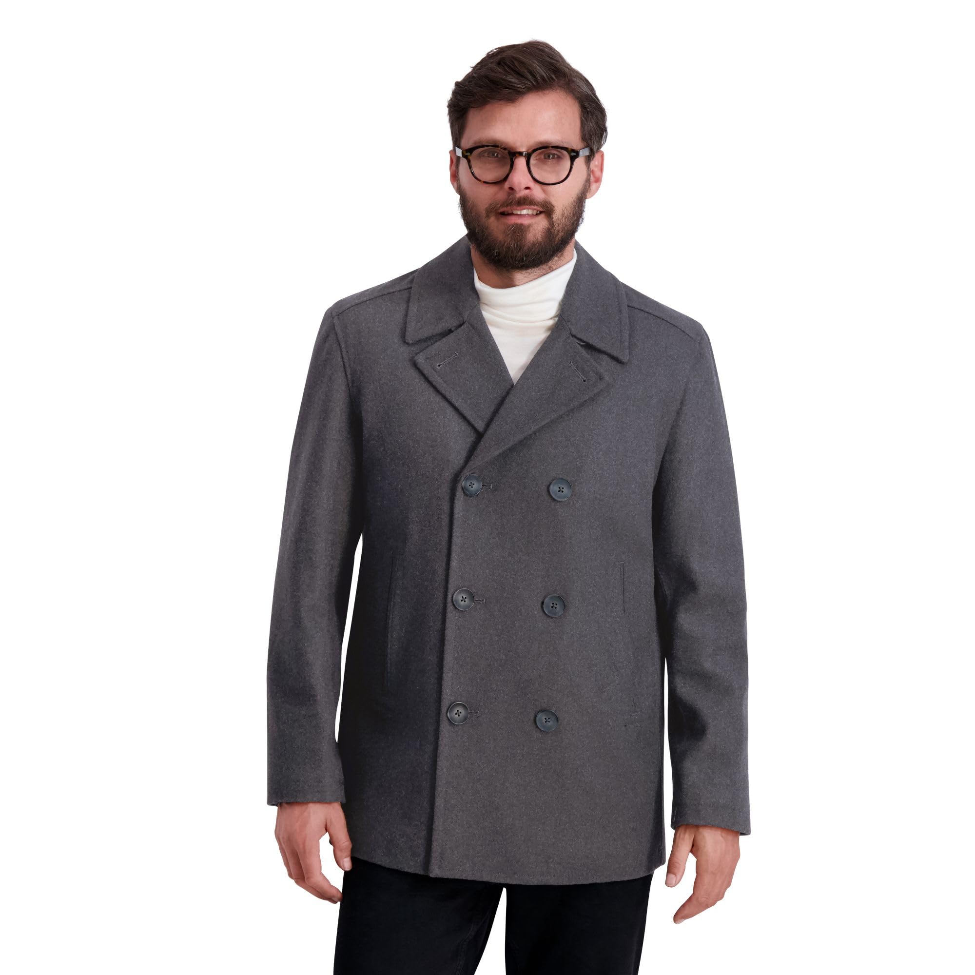 Peacoat Nautica Para Hombre, Clásico, Doble Botonadura, Vintage, Color Carbón - Venta Internacional.