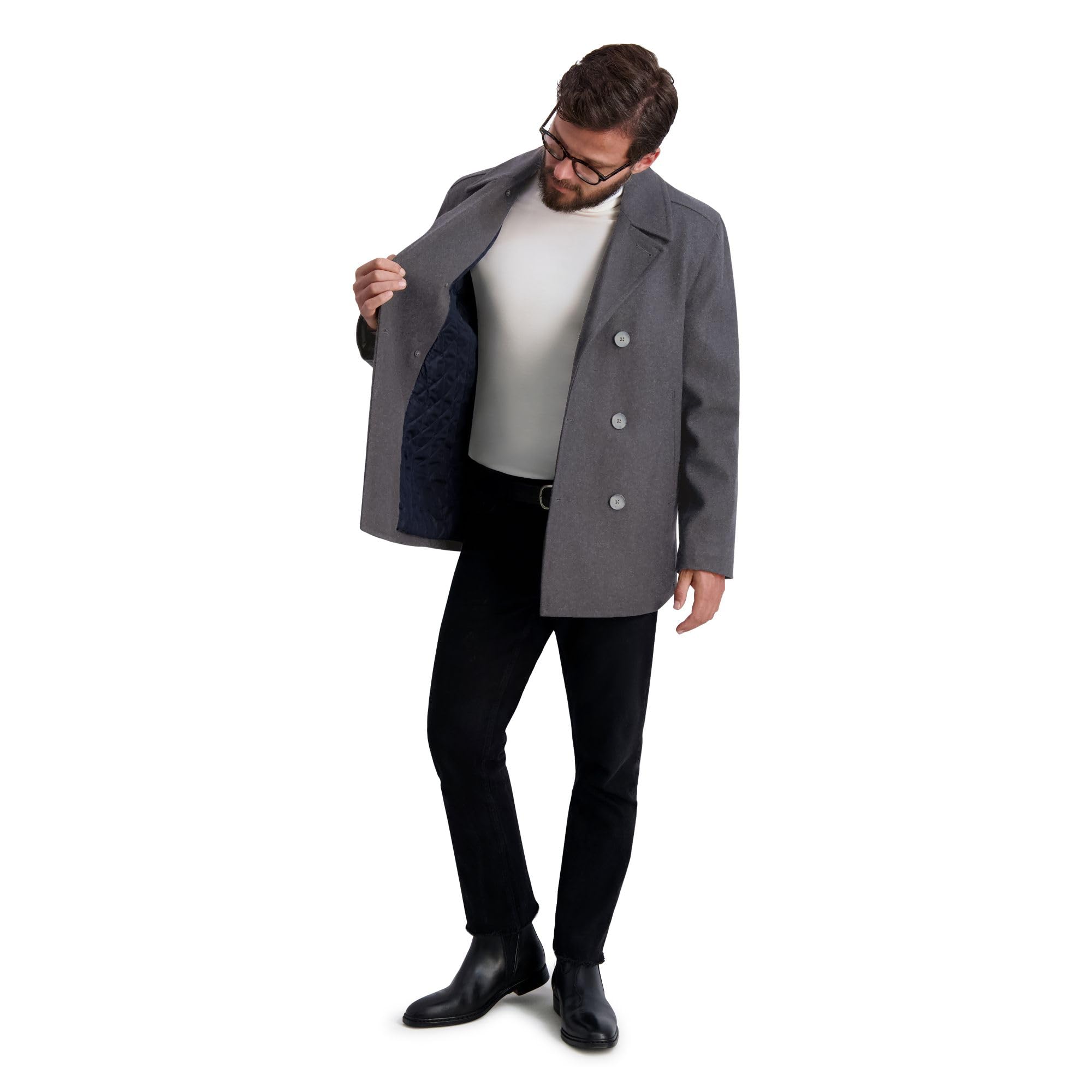 Foto 6 pulgar | Peacoat Nautica Para Hombre, Clásico, Doble Botonadura, Vintage, Color Carbón - Venta Internacional.